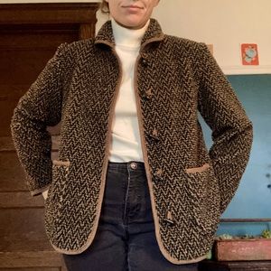 Vintage Orvis fuzzy brown and black coat